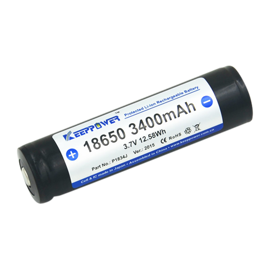 Keepower 18650 3,6 volt Li-Ion batteri 3400 mAh med sikkerhetskretsløp